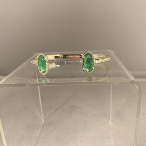 Kendra Scott Elton Gold Cuff Bracelet - Emerald Green color stones